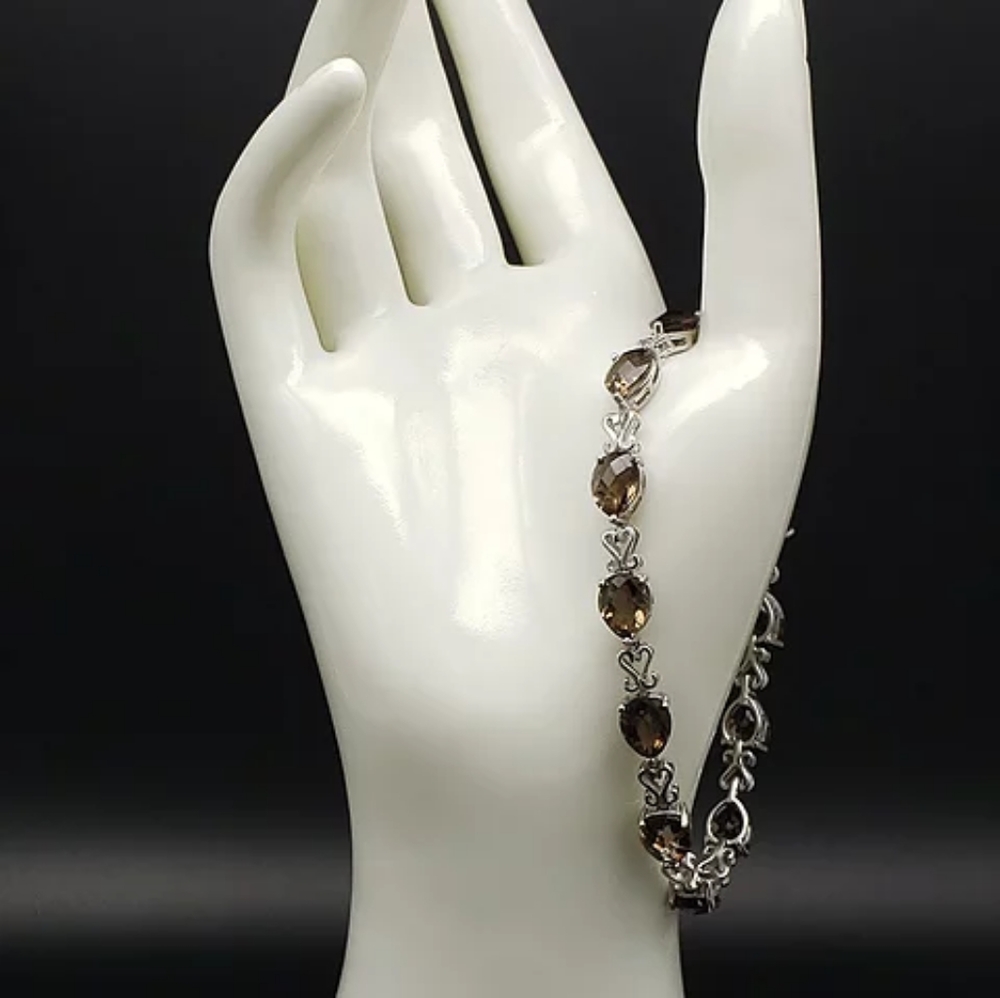 Smokey Quartz Sterling Silver Bracelet